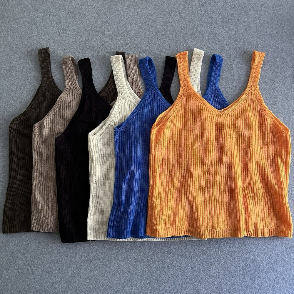 SHEIN Tank Top Lot Women's 2XL Stretch Knitted V-Neck Wide Strap 6 Pc